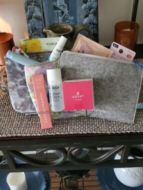 Cosmetics Bebe Bundle W/ Cosmetics Velvet Metallic Silver Wristlet Clutch